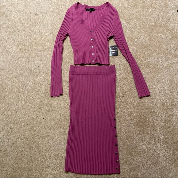 Almost Famous Other - NWT Two Piece Set Almost Famous Berry Color Top And Skirt